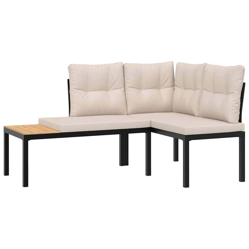 4-dijelni set vrtnih sofa s jastucima čelik obložen prahom crni