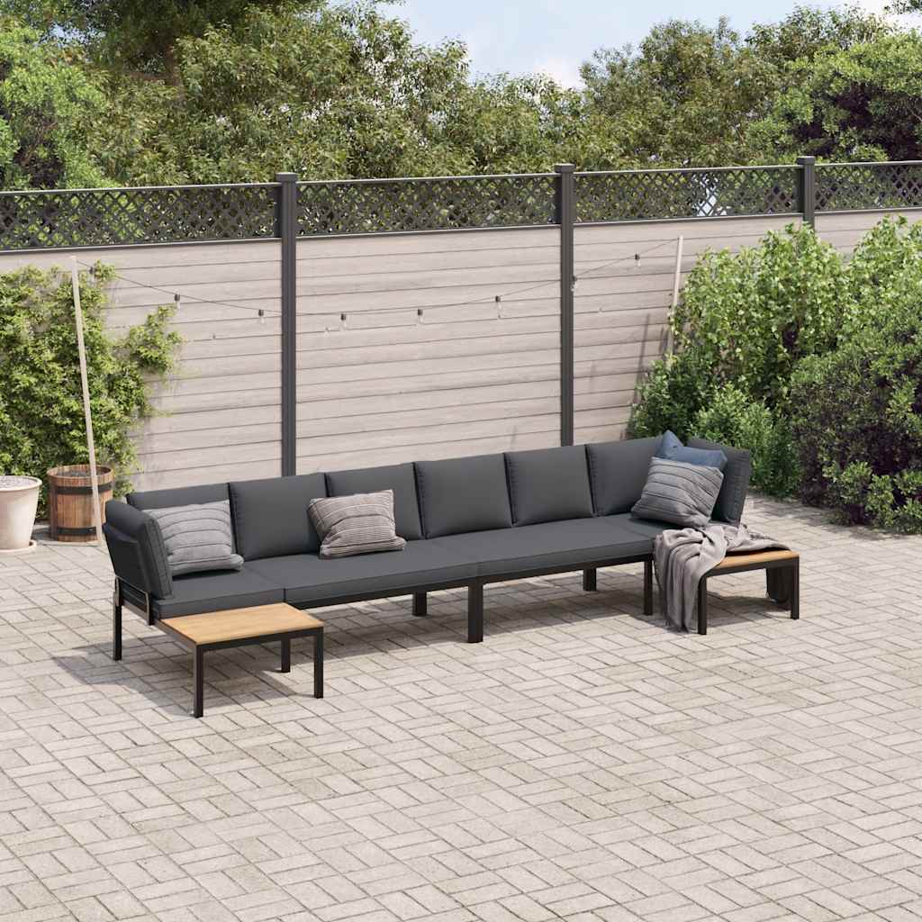 4-dijelni set vrtnih sofa s jastucima crni aluminijski