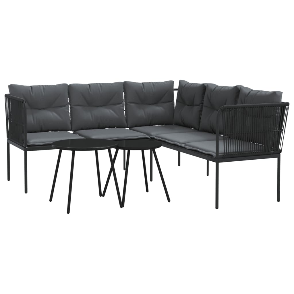 Set vrtnih sofa s jastucima crni od čelika i tekstilena