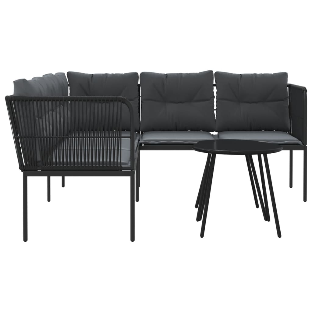 Set vrtnih sofa s jastucima crni od čelika i tekstilena