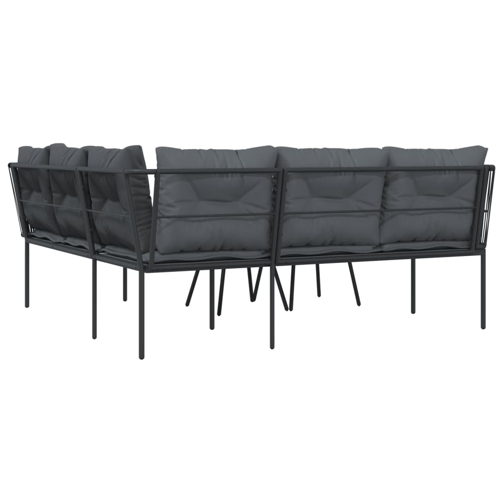 Set vrtnih sofa s jastucima crni od čelika i tekstilena