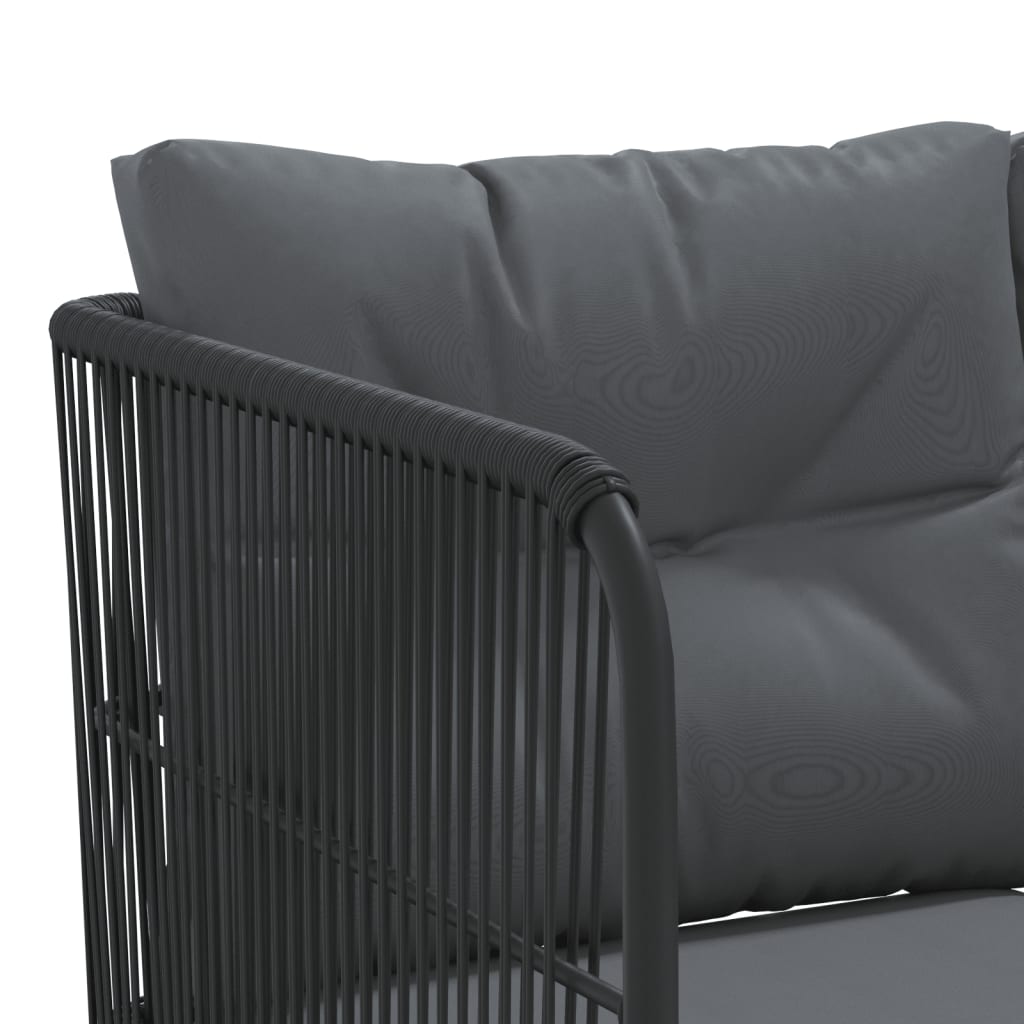 Set vrtnih sofa s jastucima crni od čelika i tekstilena