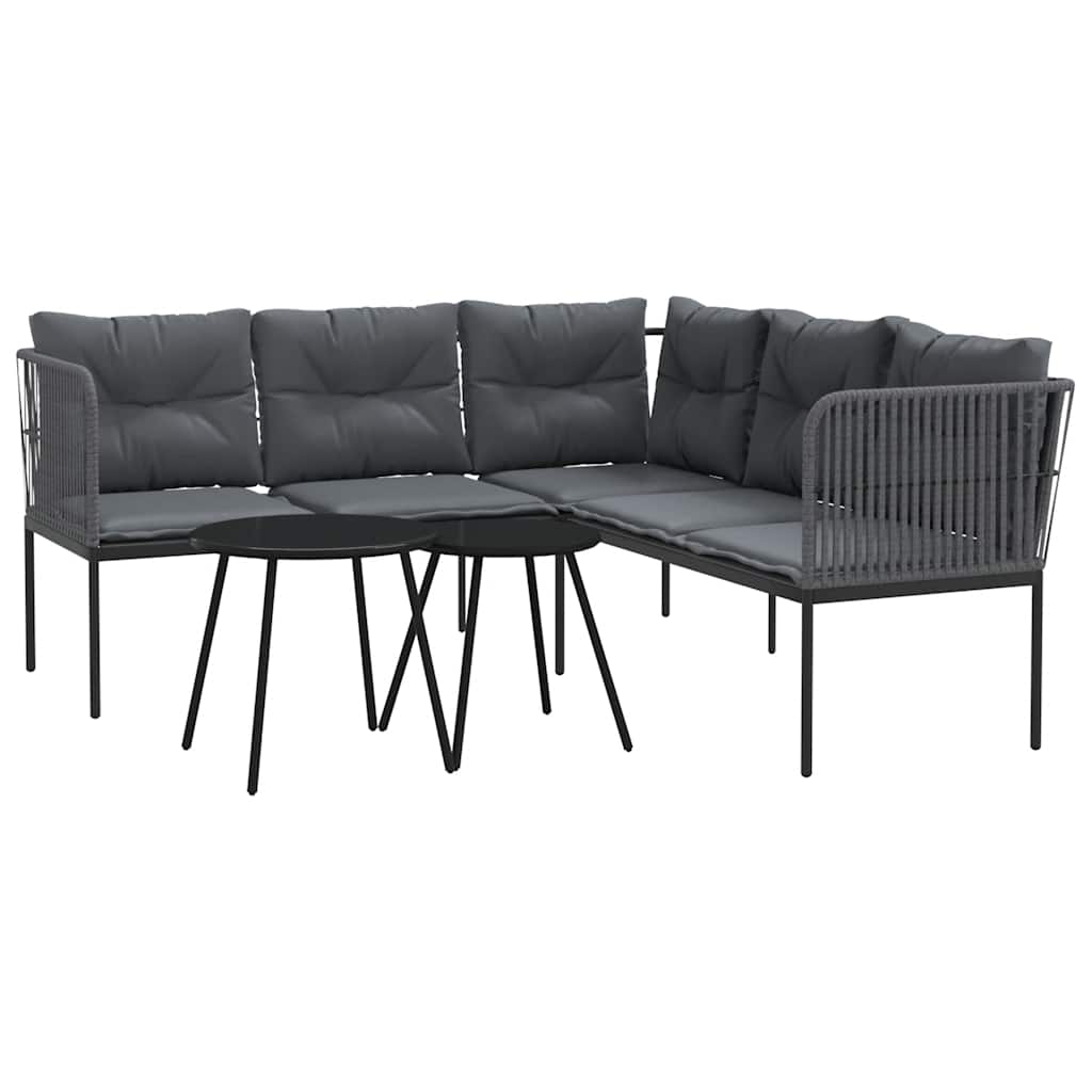 Set vrtnih sofa s jastucima crni od čelika i tekstilena