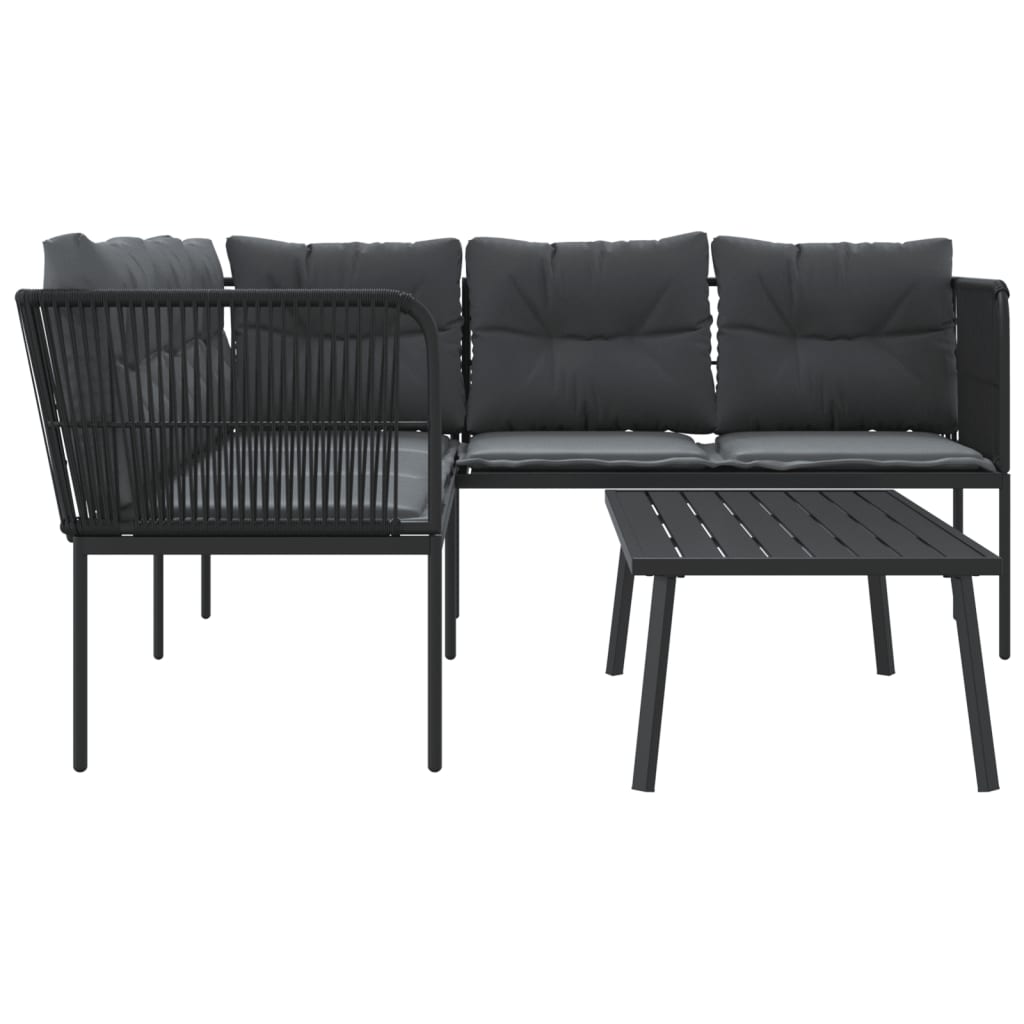 Set vrtnih sofa s jastucima crni od čelika i tekstilena