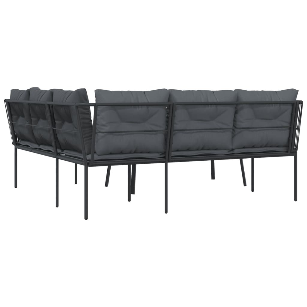 Set vrtnih sofa s jastucima crni od čelika i tekstilena
