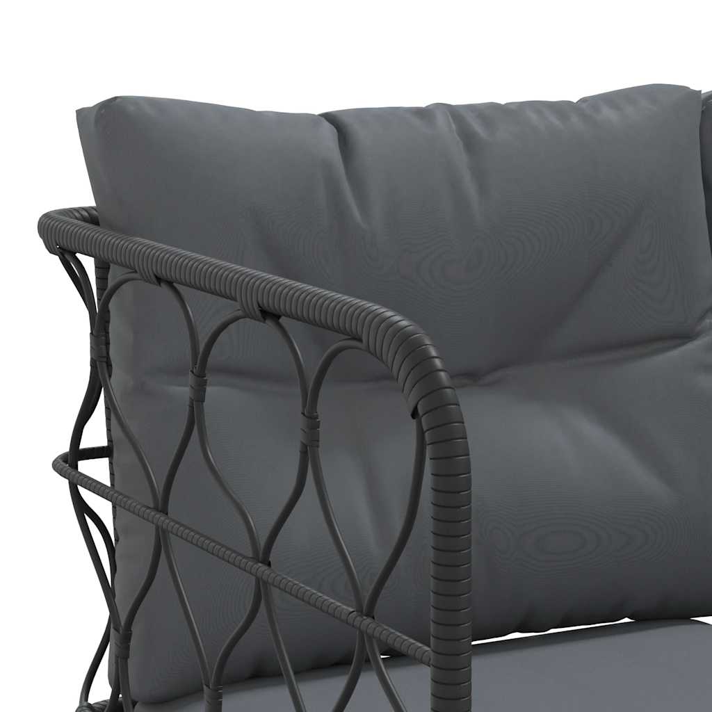 Set vrtnih sofa s jastucima crni od čelika i tekstilena