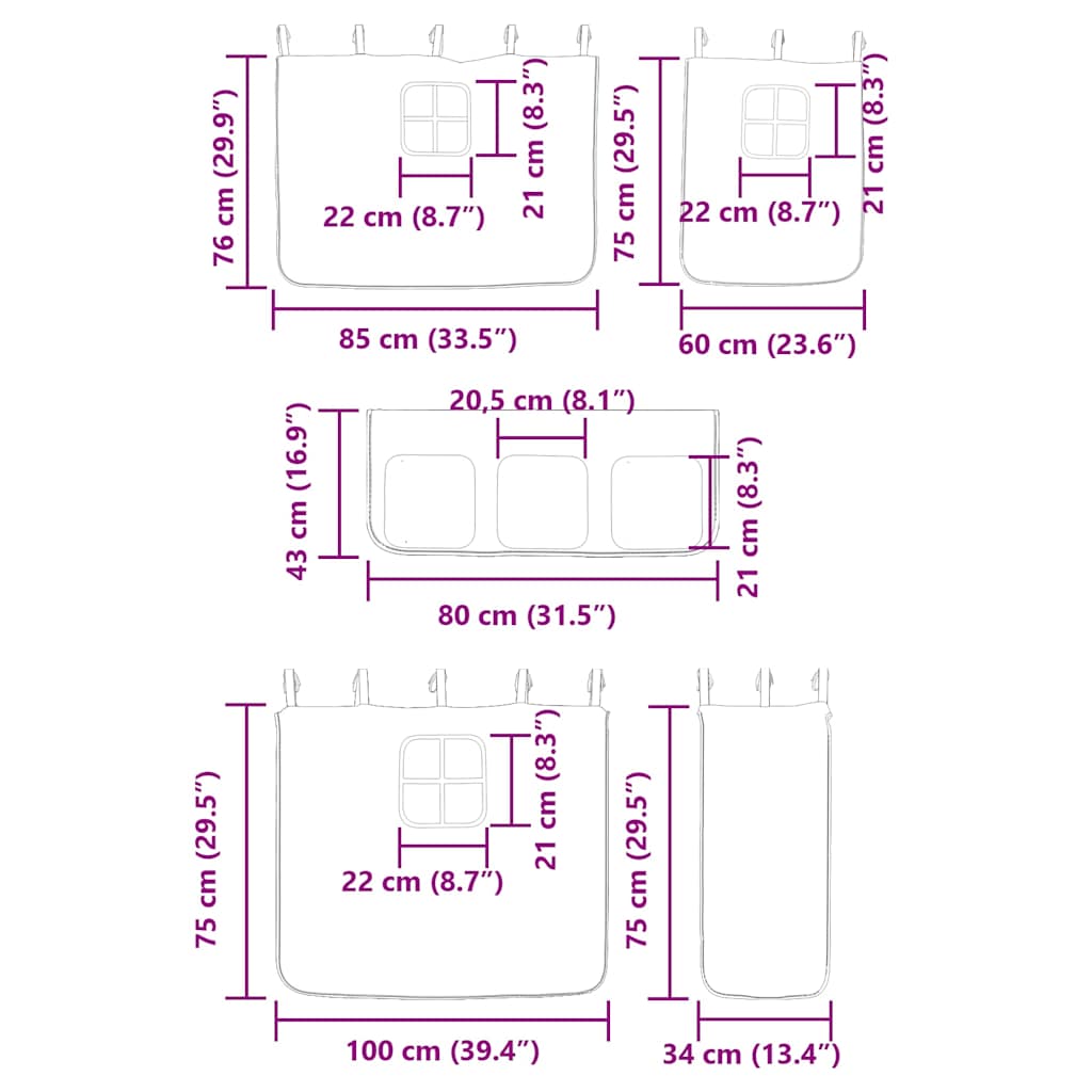 Krevet na kat sa zavjesama plavi 90 x 200 cm od borovine