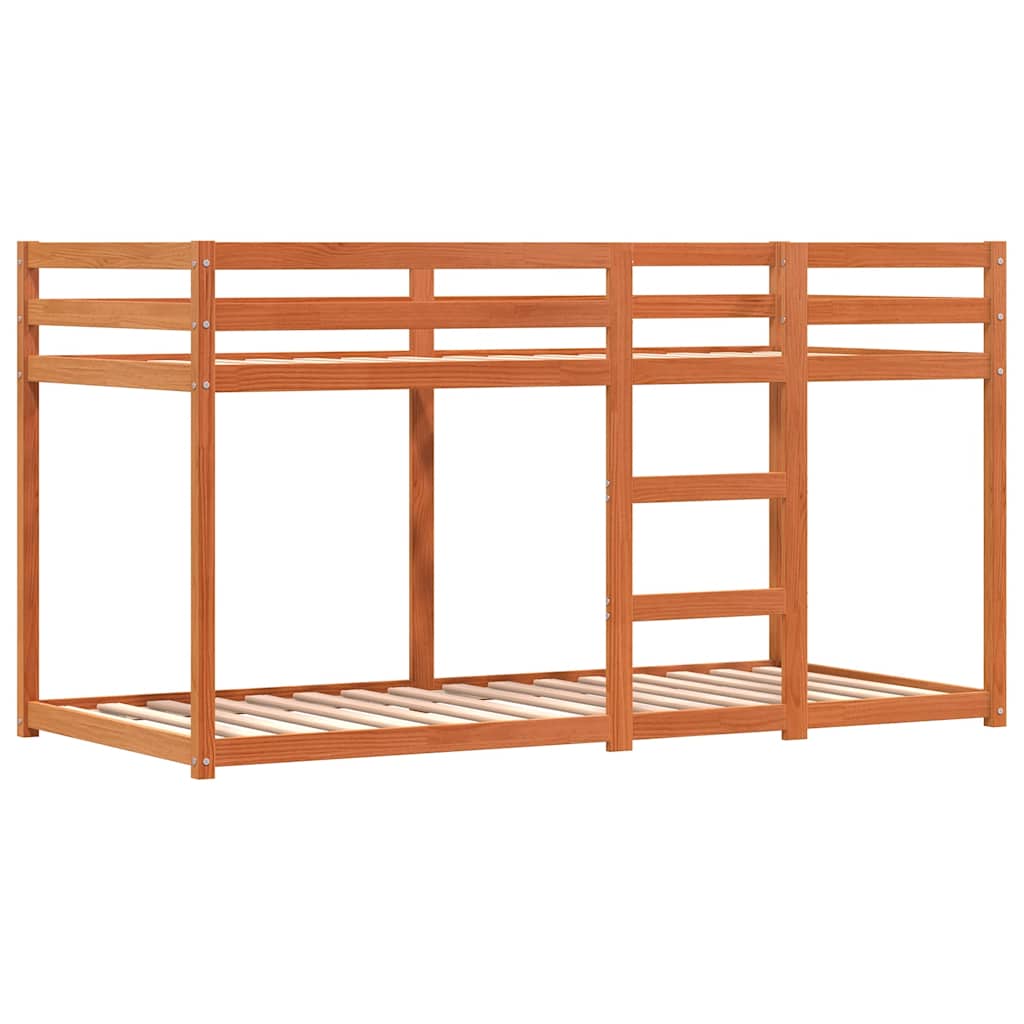 Krevet na kat sa zavjesama bijelo-crni 80 x 200 cm od borovine