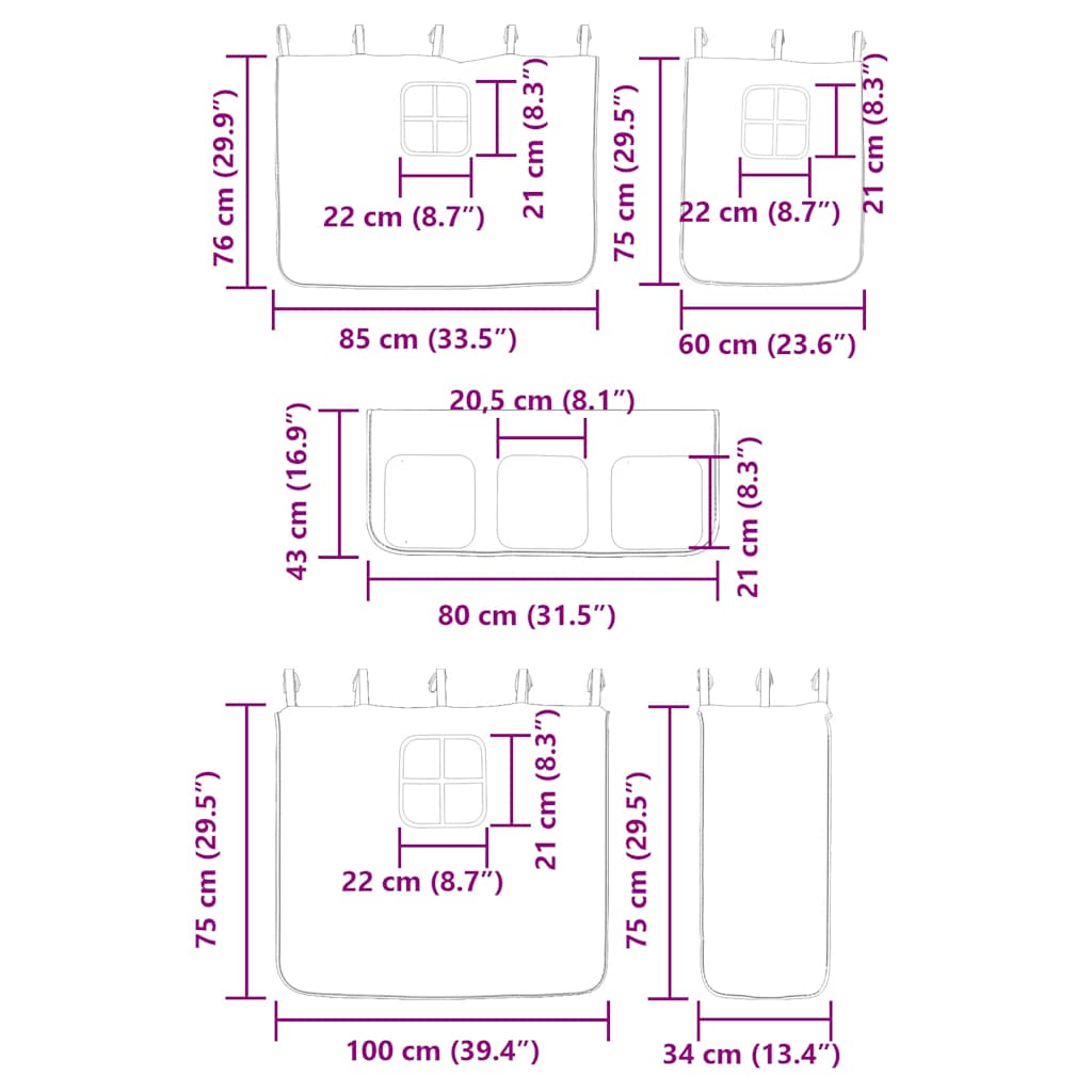 Krevet na kat sa zavjesama bijelo-crni 90 x 190 cm od borovine