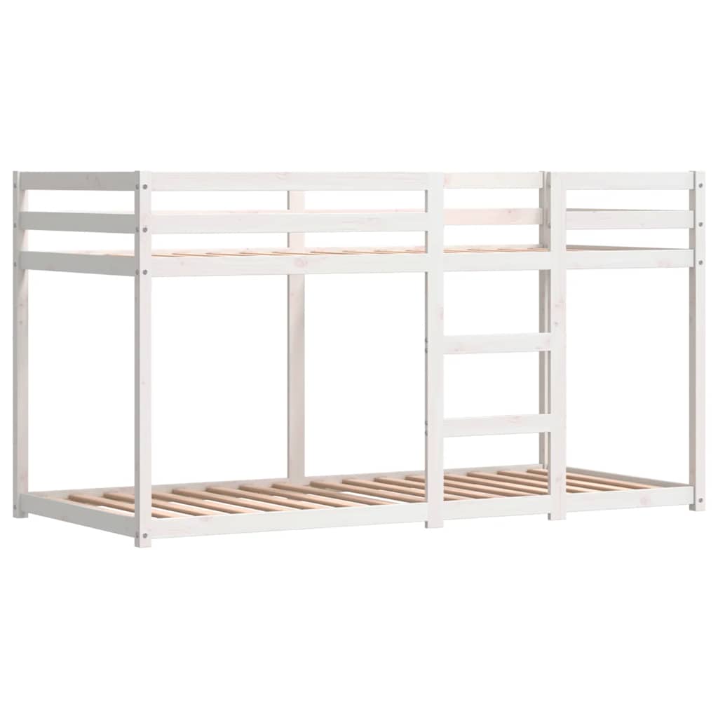 Krevet na kat sa zavjesama bijelo-crni 90 x 200 cm od borovine