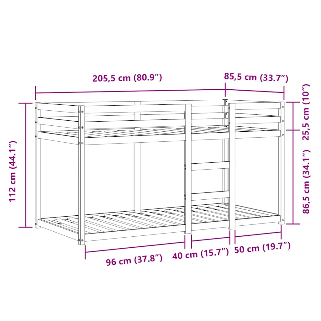 Krevet na kat sa zavjesama ružičasti 80 x 200 cm od borovine
