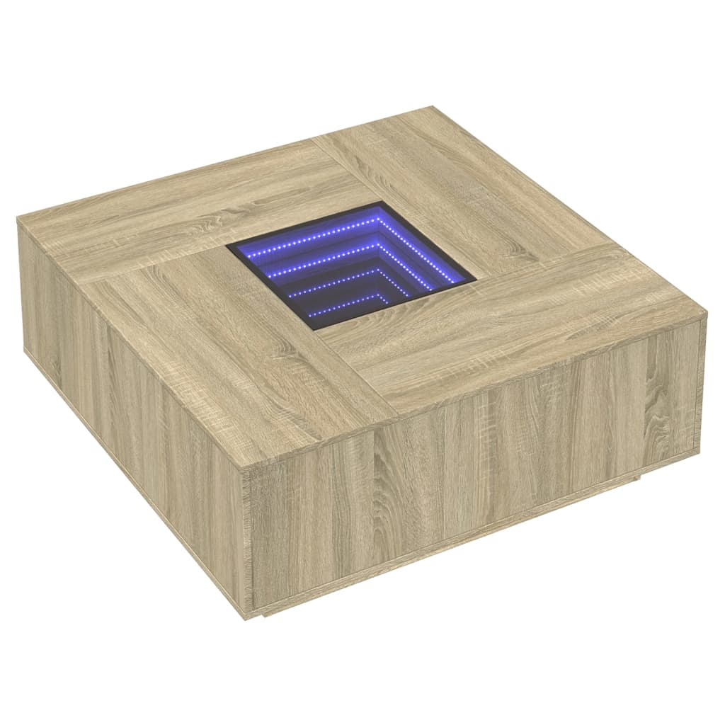 Stolić s beskonačnim LED svjetlima boja hrasta 100x100x40 cm