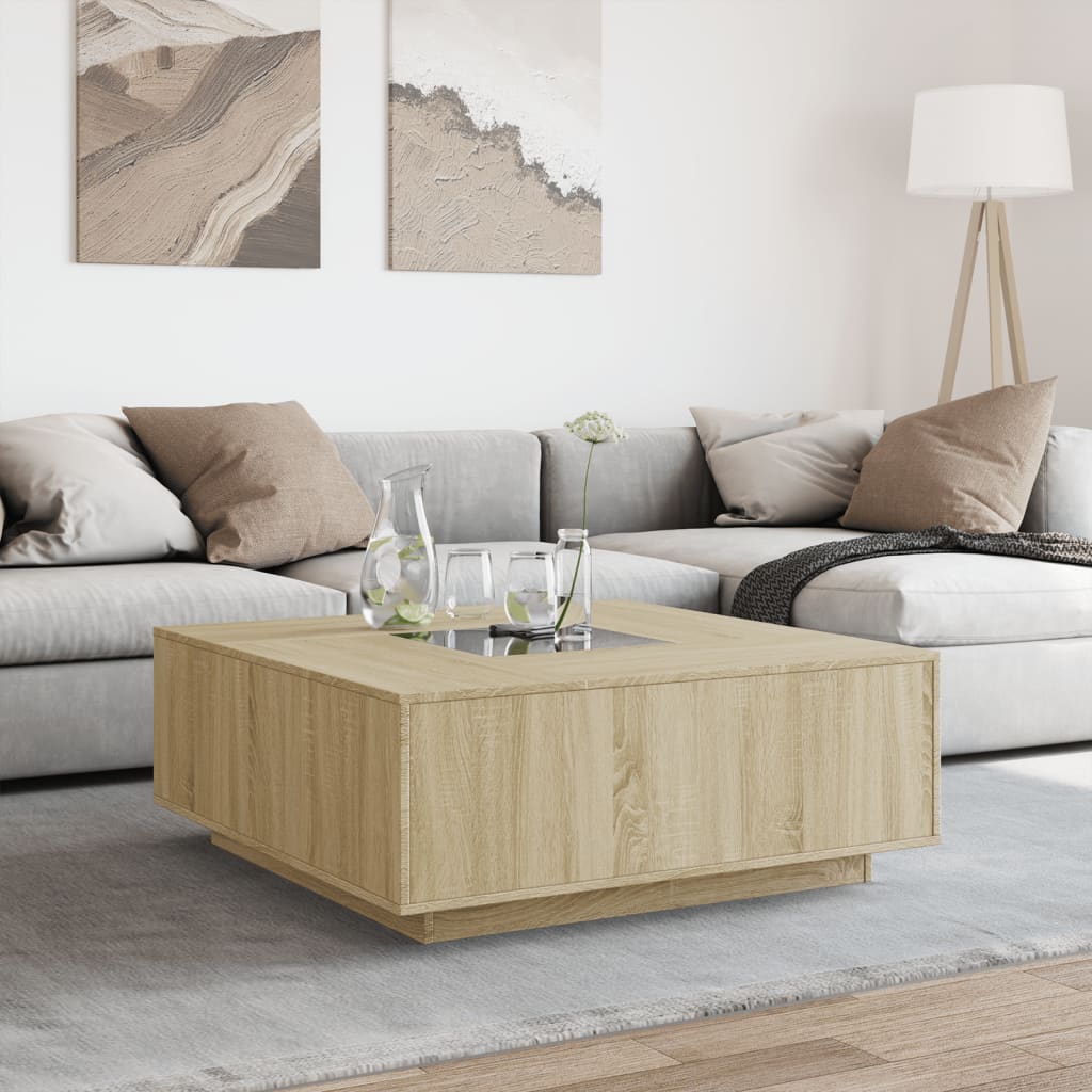 Stolić s beskonačnim LED svjetlima boja hrasta 100x100x40 cm