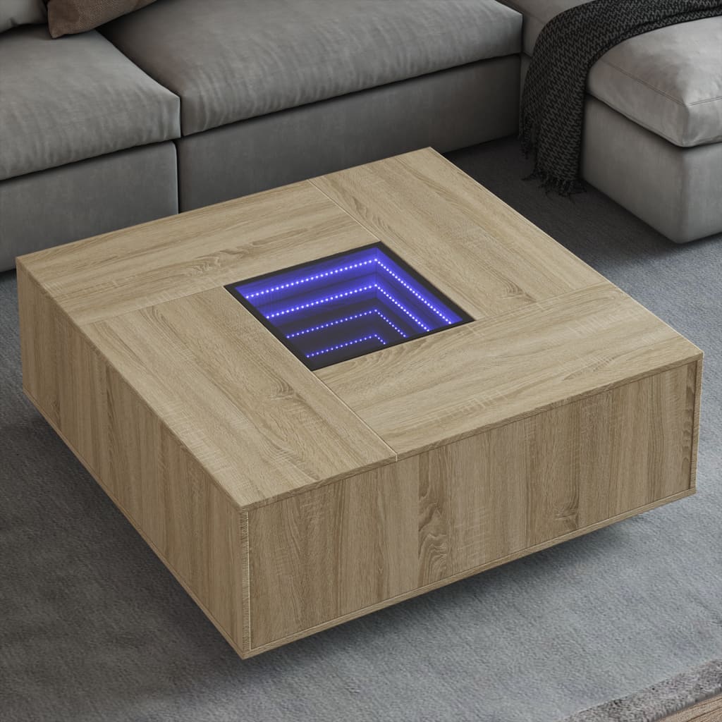 Stolić s beskonačnim LED svjetlima boja hrasta 100x100x40 cm