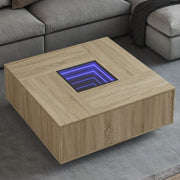 Stolić s beskonačnim LED svjetlima boja hrasta 100x100x40 cm