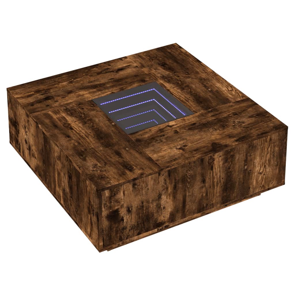 Stolić s beskonačnim LED svjetlima boja hrasta 100x100x40 cm