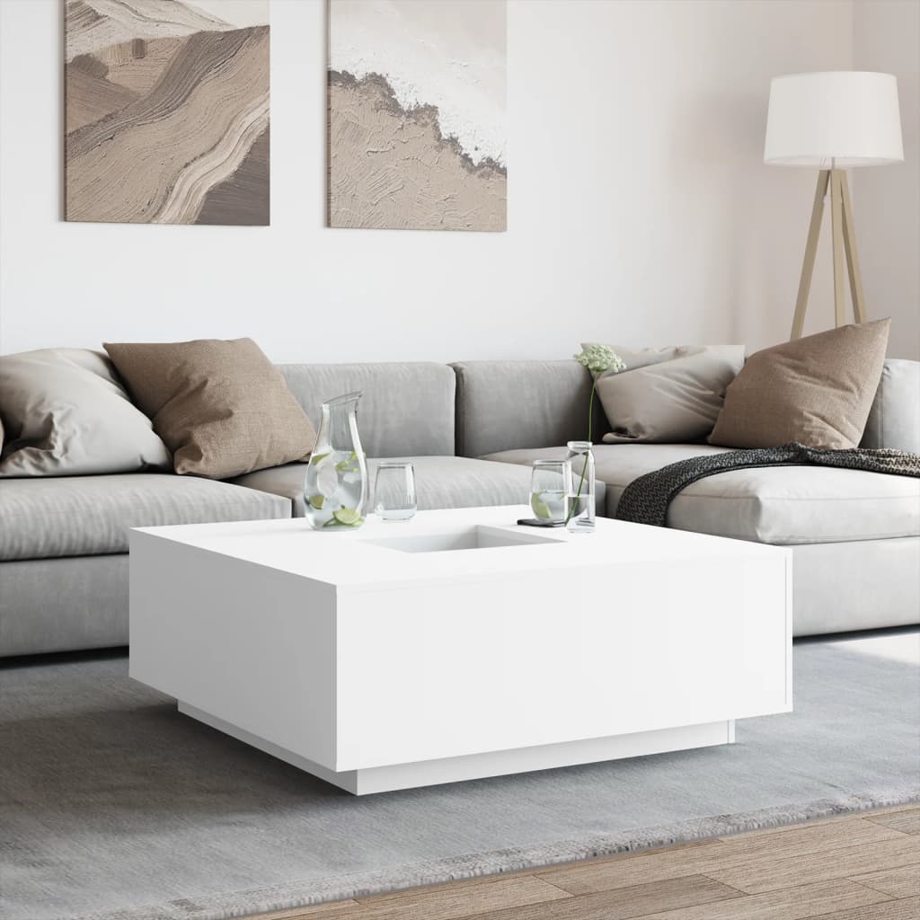 Stolić za kavu bijeli 100 x 100 x 40 cm od konstruiranog drva