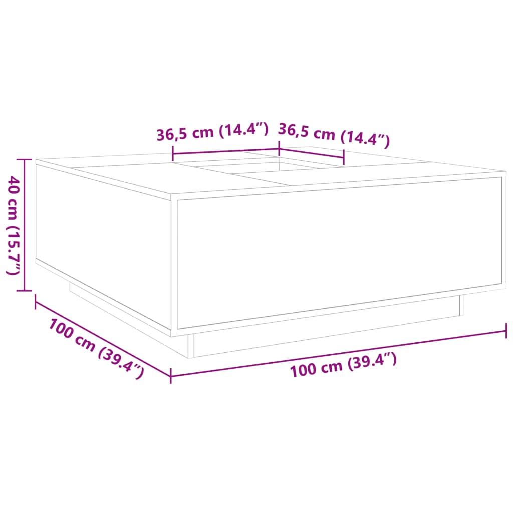 Stolić za kavu boja hrasta 100x100x40 cm konstruirano drvo