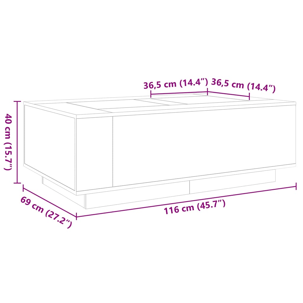 Stolić s beskonačnim LED svjetlima boja hrasta 116x69x40 cm
