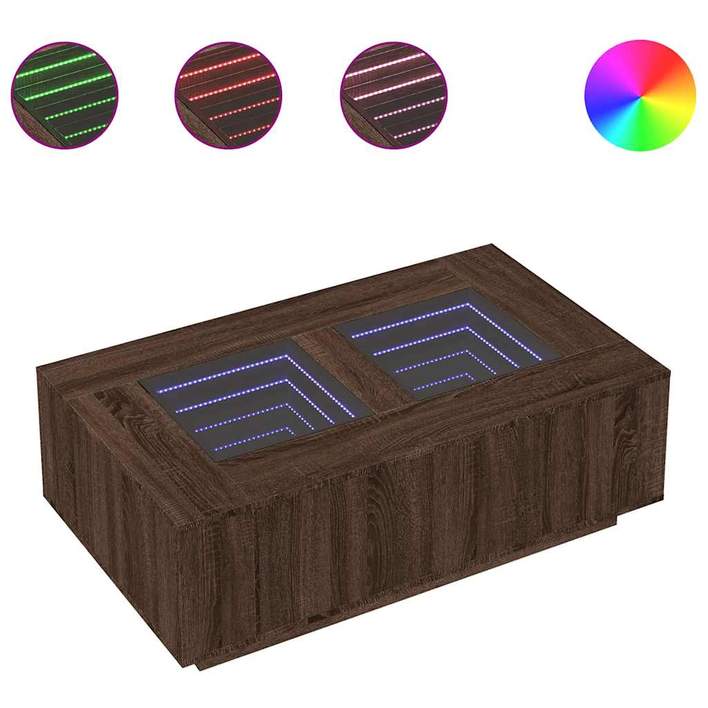 Stolić s beskonačnim LED svjetlima boja hrasta 116x69x40 cm