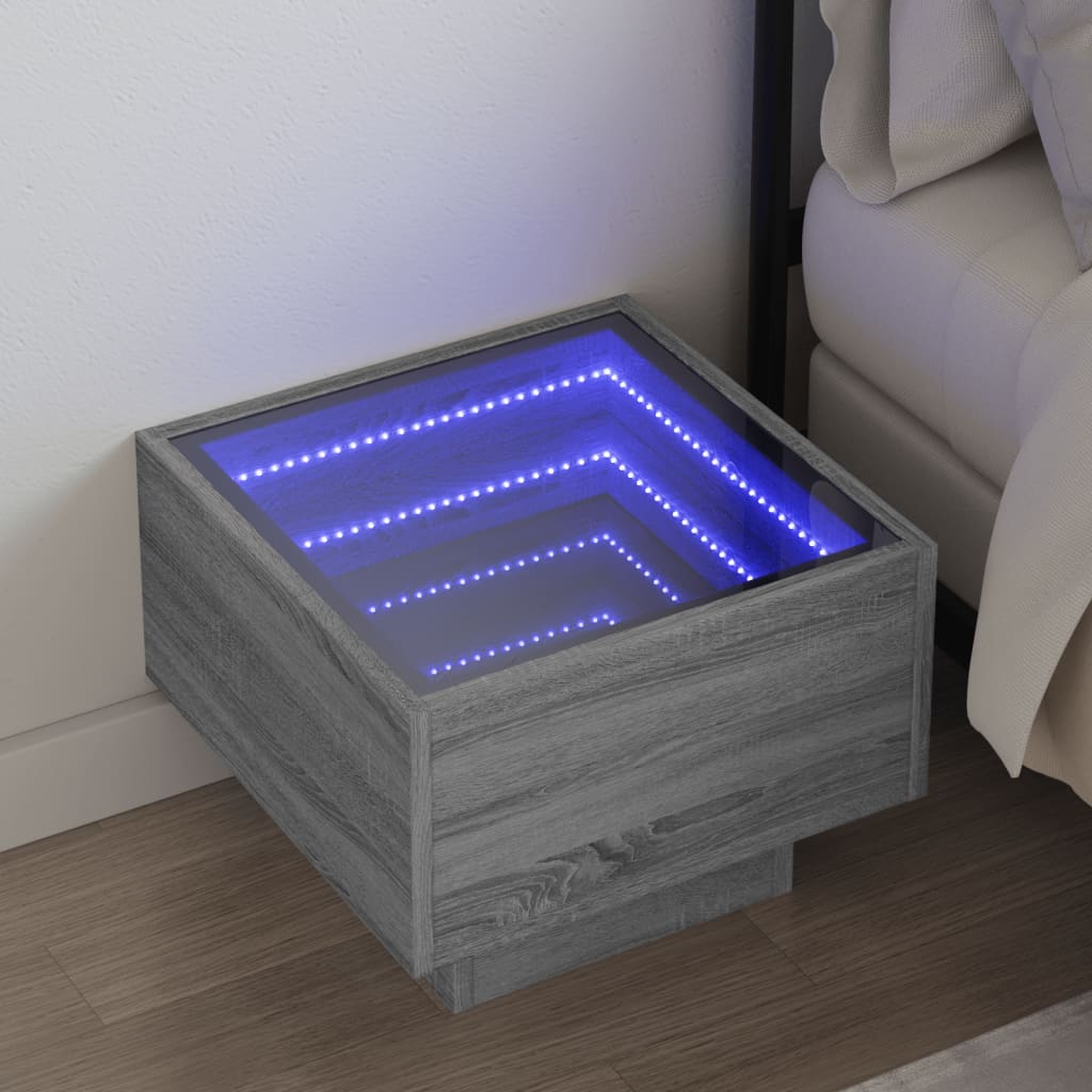 Noćni ormarić s beskonačnim LED boja hrasta 40 x 40 x 30 cm
