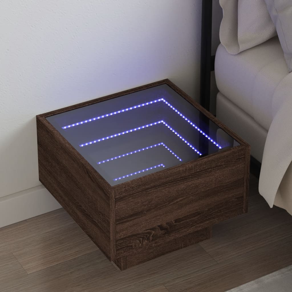Noćni ormarić s beskonačnim LED boja smeđeg hrasta 40x40x30 cm