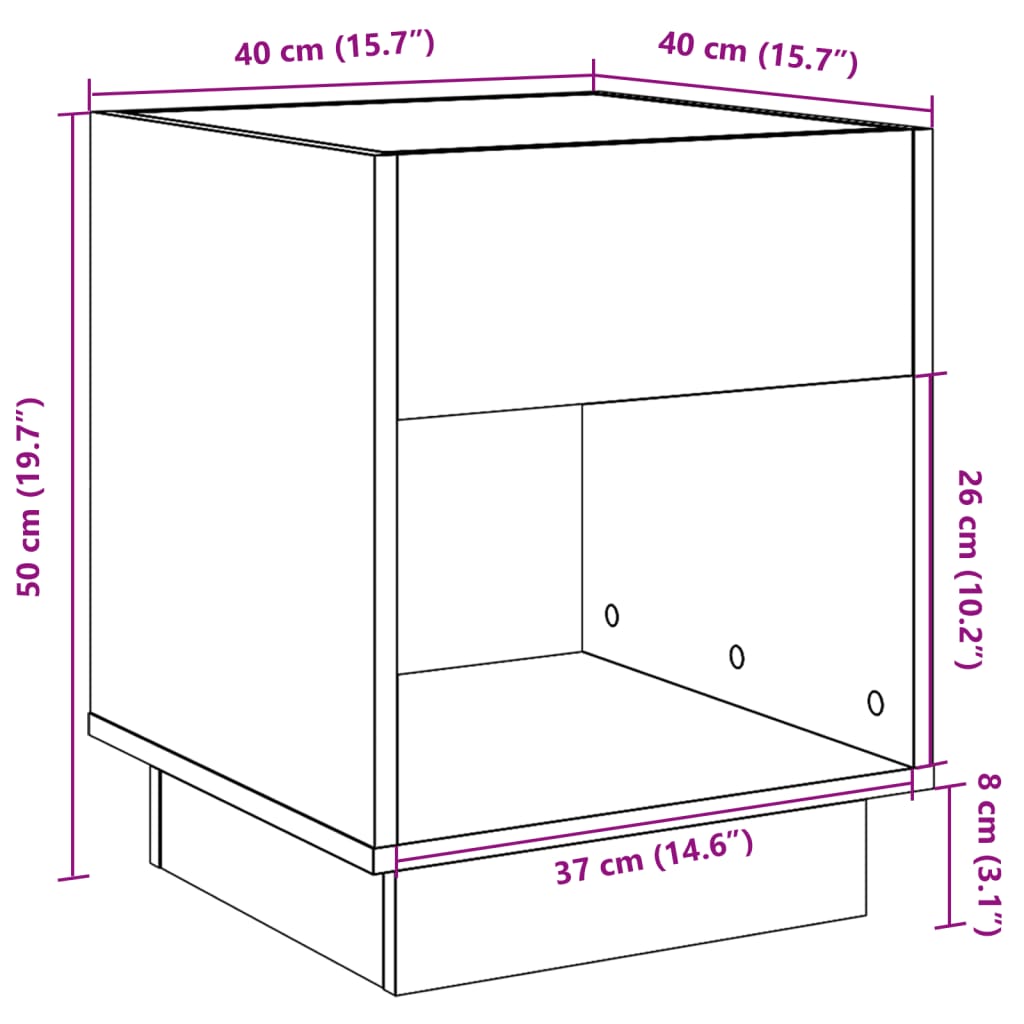 Noćni ormarić s beskonačnim LED siva boja betona 40x40x50 cm