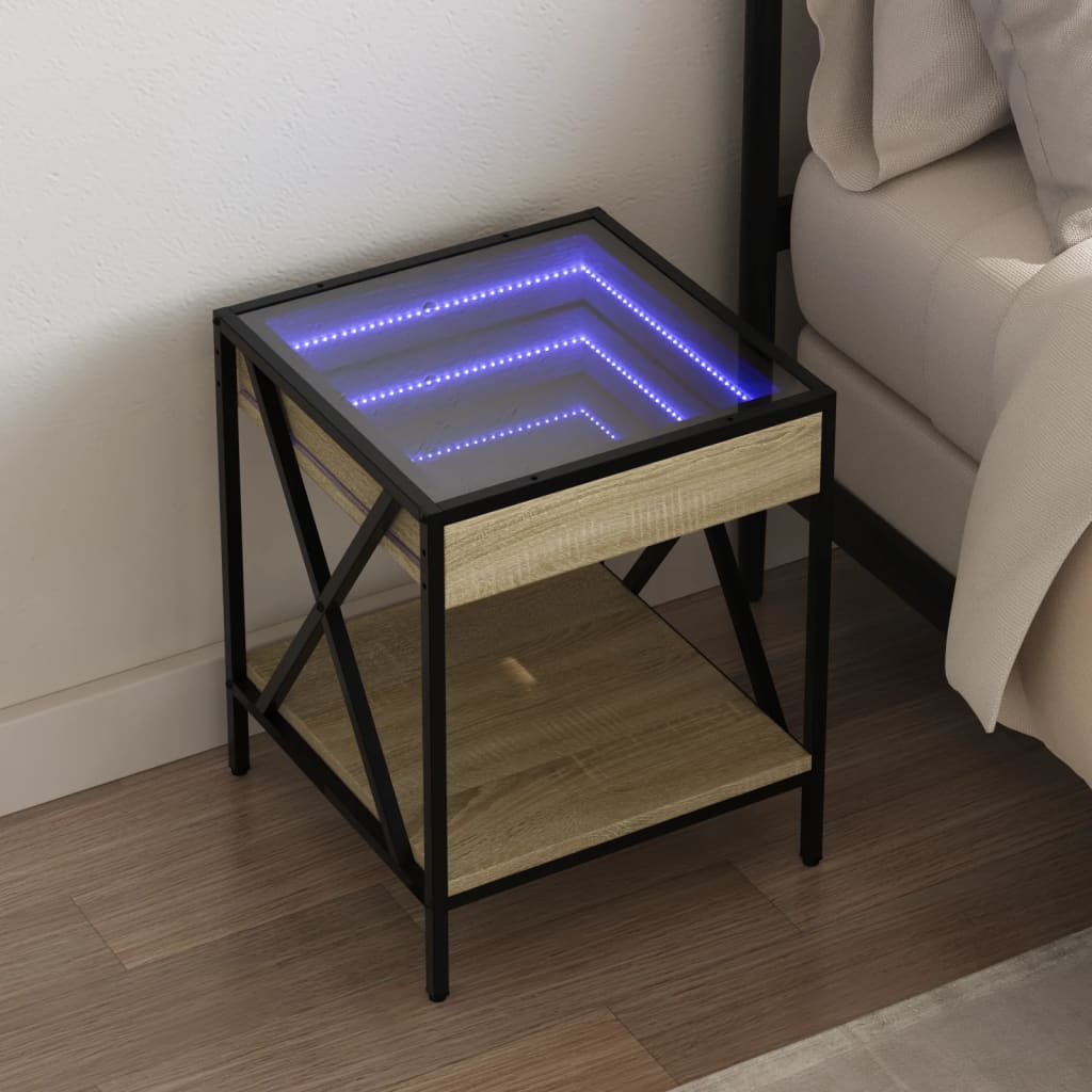 Noćni ormarić s beskonačnim LED boja hrasta sonome 40x40x49 cm