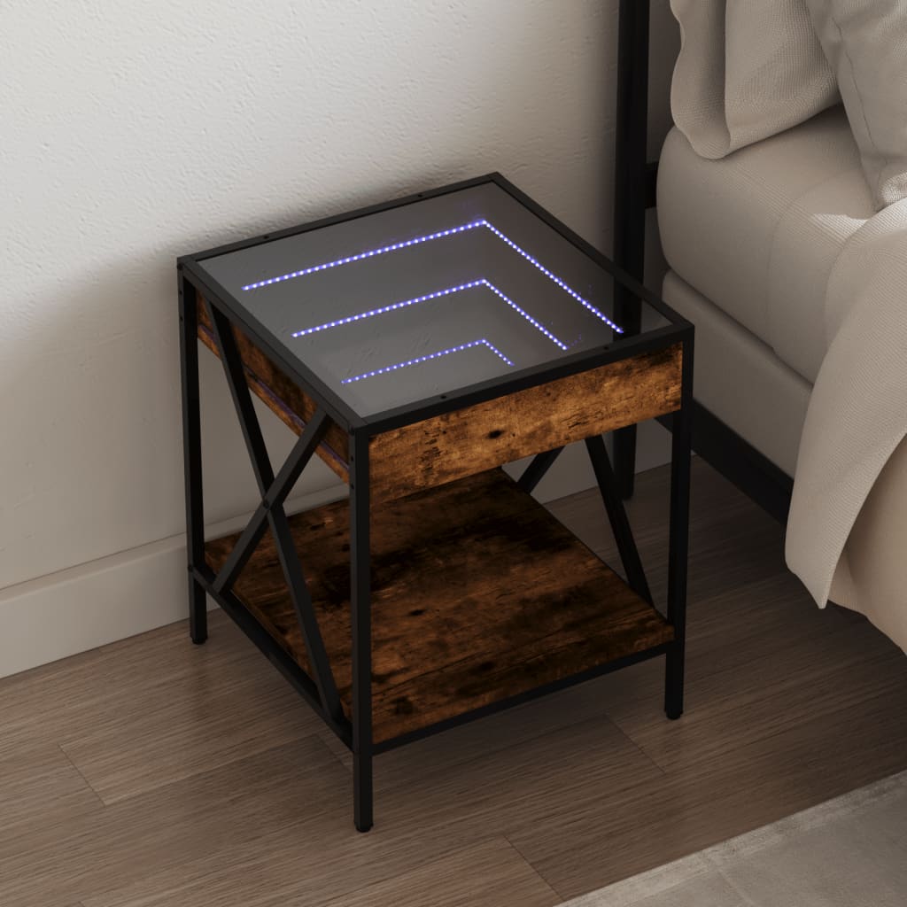 Noćni ormarić s beskonačnim LED boja hrasta 40x40x49 cm