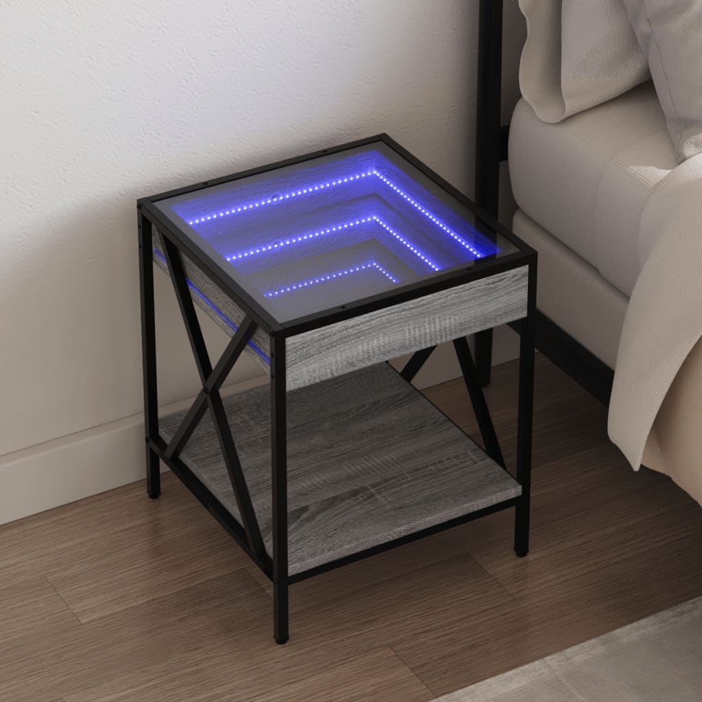Noćni ormarić s beskonačnim LED boja hrasta 40x40x50 cm