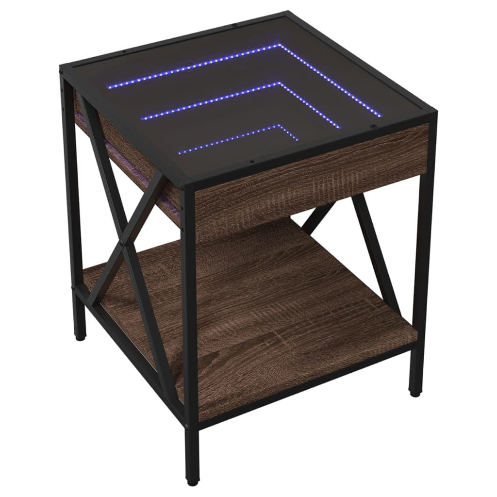 Noćni ormarić s beskonačnim LED boja smeđeg hrasta 40x40x49 cm