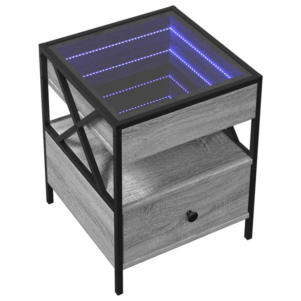 Noćni ormarić s beskonačnim LED boja hrasta 40 x 40 x 51 cm