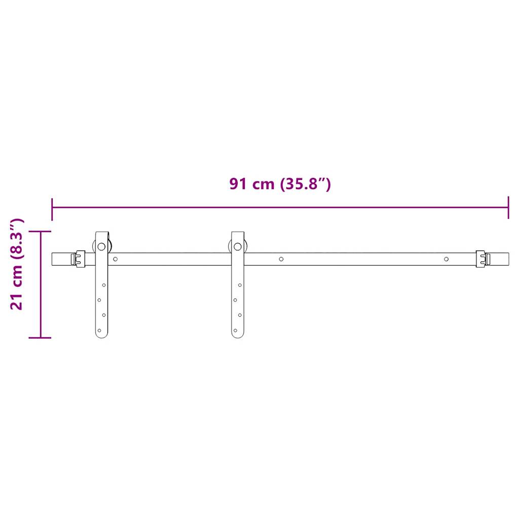 Komplet kliznih vrata ormarića 91 cm ugljični čelik