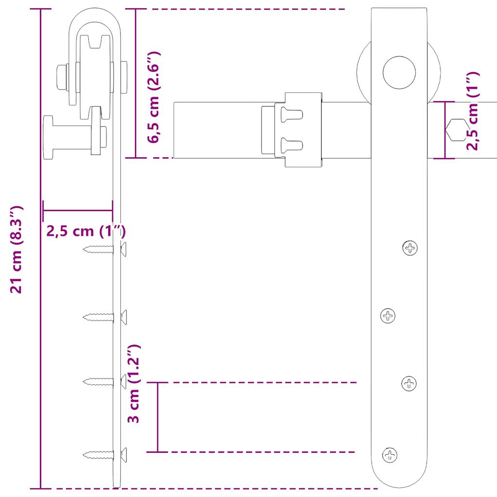 Komplet kliznih vrata ormarića 122 cm ugljični čelik