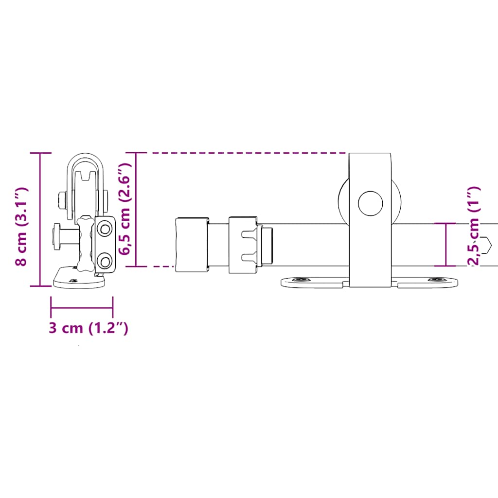 Komplet kliznih vrata ormarića 122 cm ugljični čelik