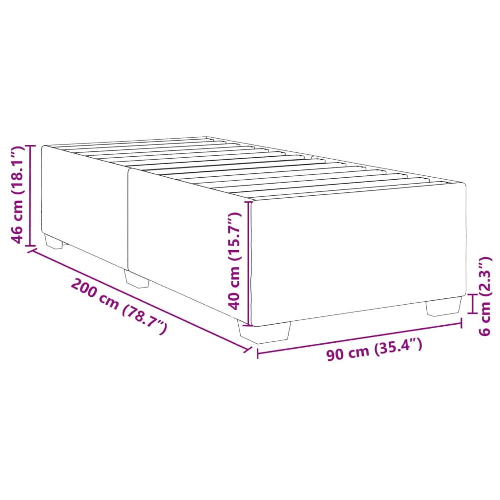 Okvir za krevet crni 90x200 cm baršunasti