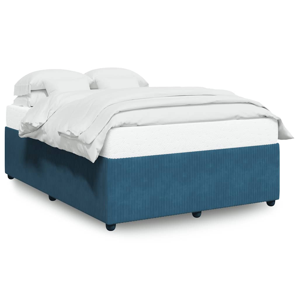 Okvir za krevet plavi 160x200 cm baršunasti
