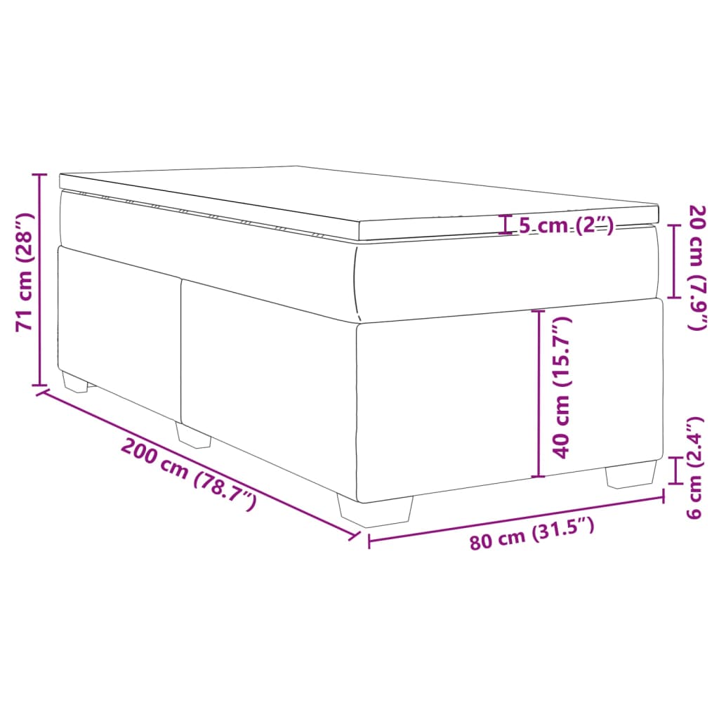 Box spring krevet s madracem crni 80 x 200 cm od tkanine