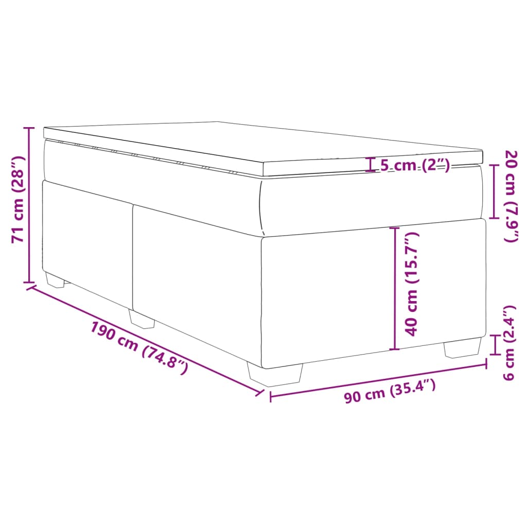 Krevet s oprugama i madracem krem 90 x 190 cm od tkanine