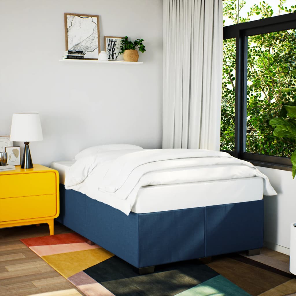 Krevet s oprugama i madracem plavi 120 x 190 cm od tkanine