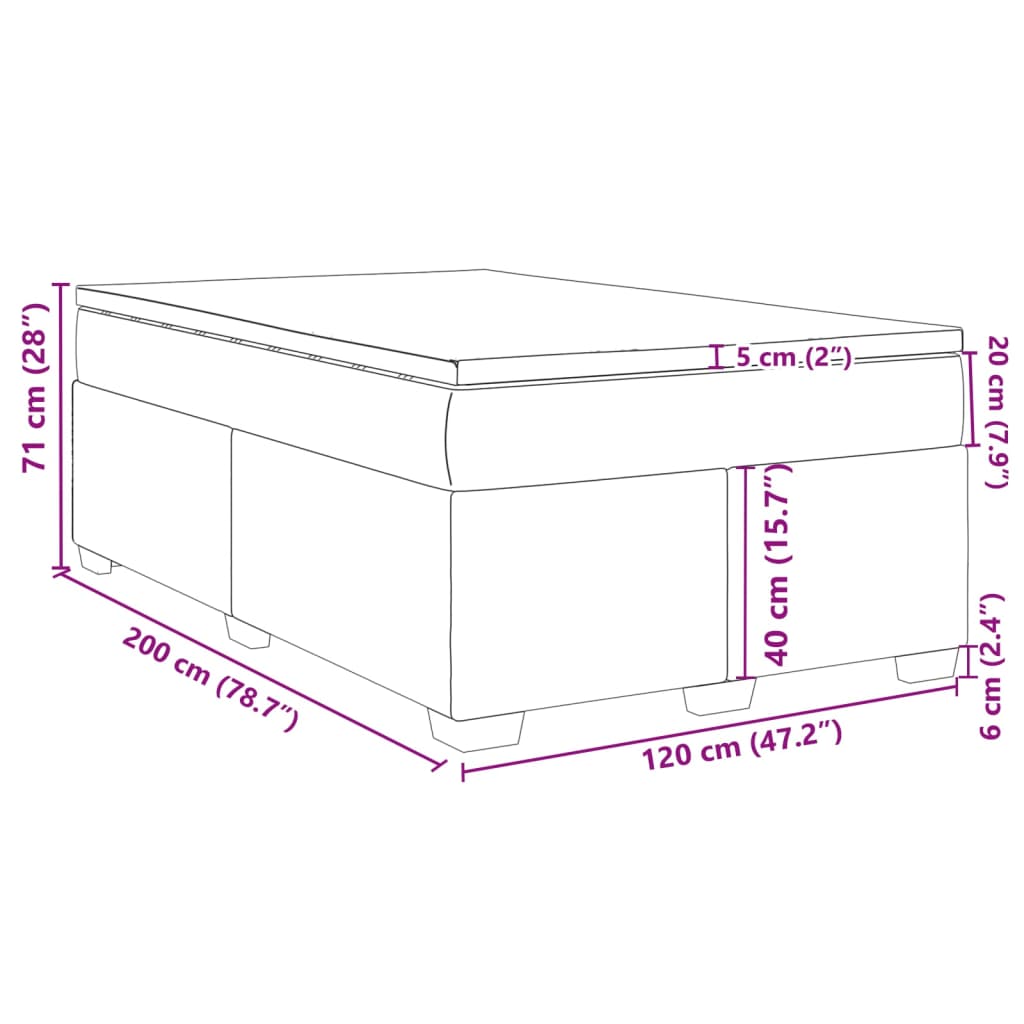 Krevet s oprugama i madracem crni 120 x 200cm od tkanine