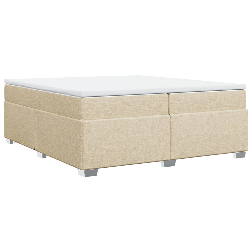 Krevet s oprugama i madracem krem 200 x 200 cm od tkanine