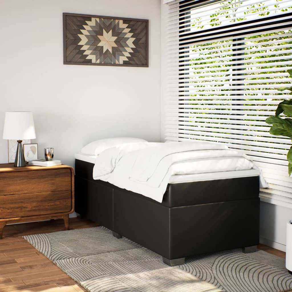Krevet s oprugama i madracem crni 80 x 200 cm od umjetne kože