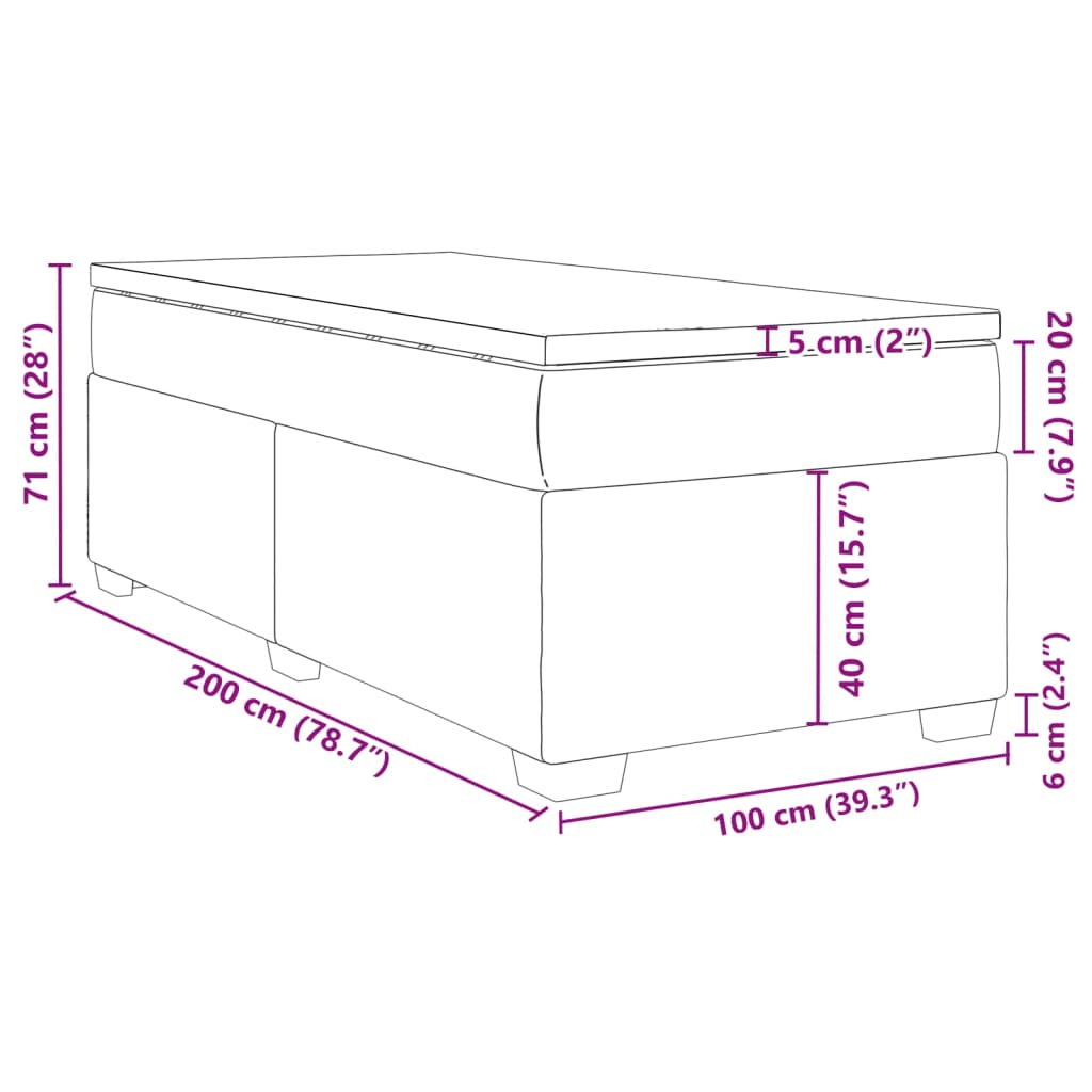 Krevet s oprugama i madracem crni 100x200 cm od umjetne kože