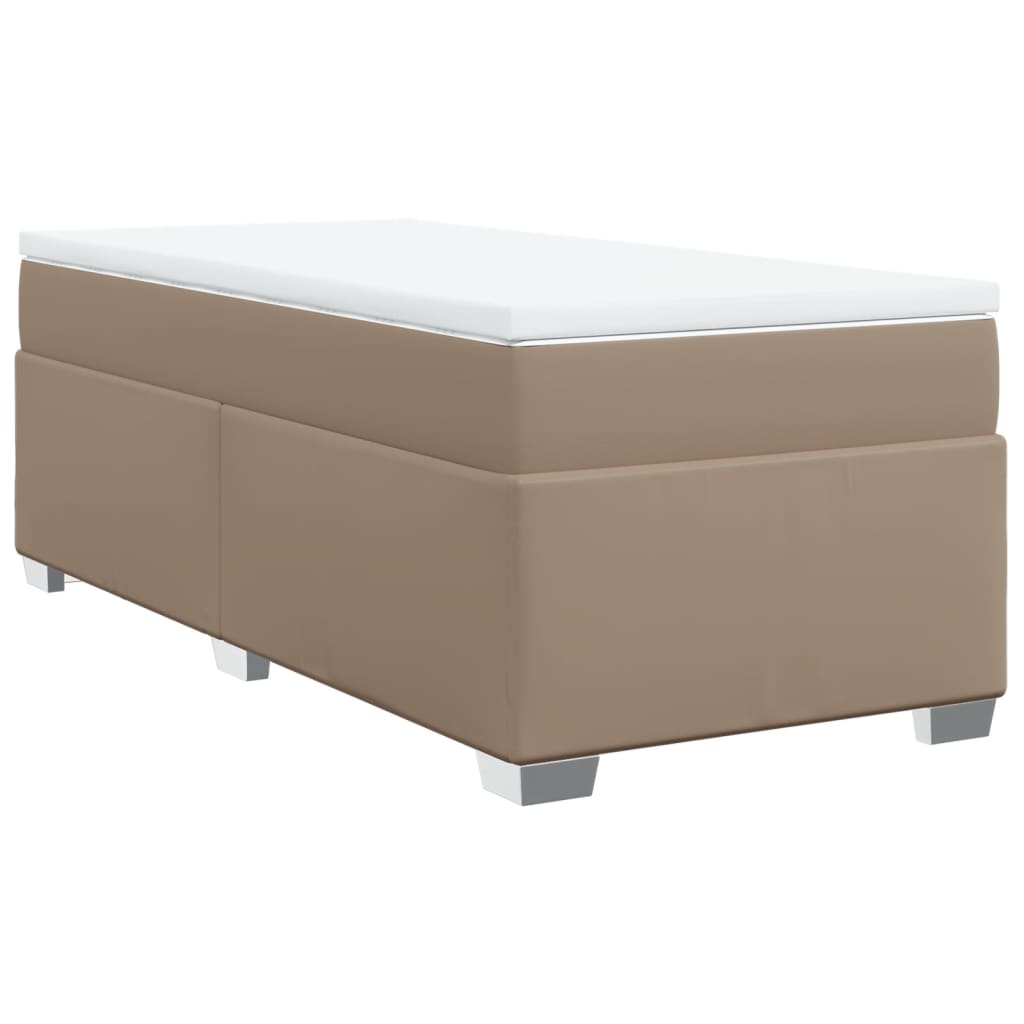 Krevet s oprugama i madrac cappuccino 100x200cm od umjetne kože