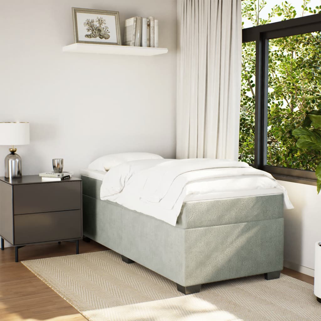 Box spring krevet s madracem svjetlosivi 80 x 200 cm baršunasti