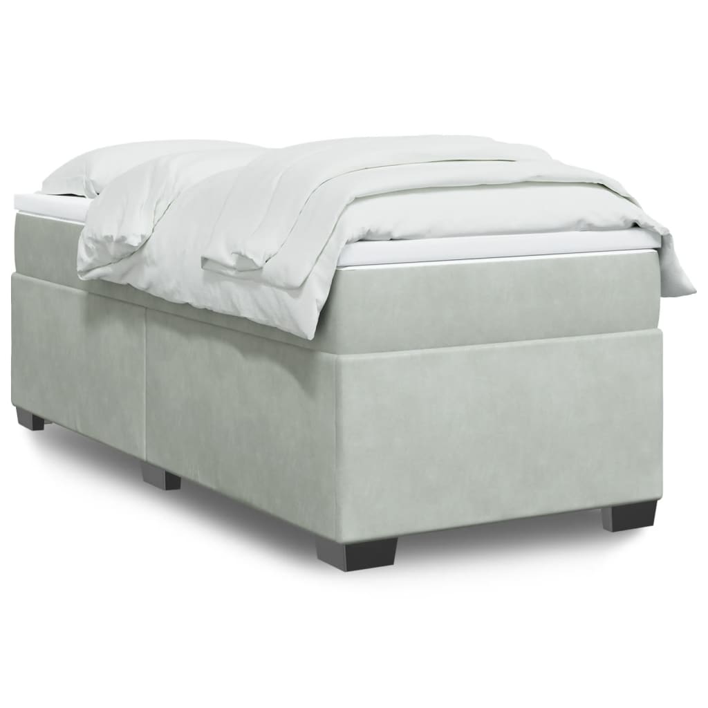 Box spring krevet s madracem svjetlosivi 80 x 200 cm baršunasti