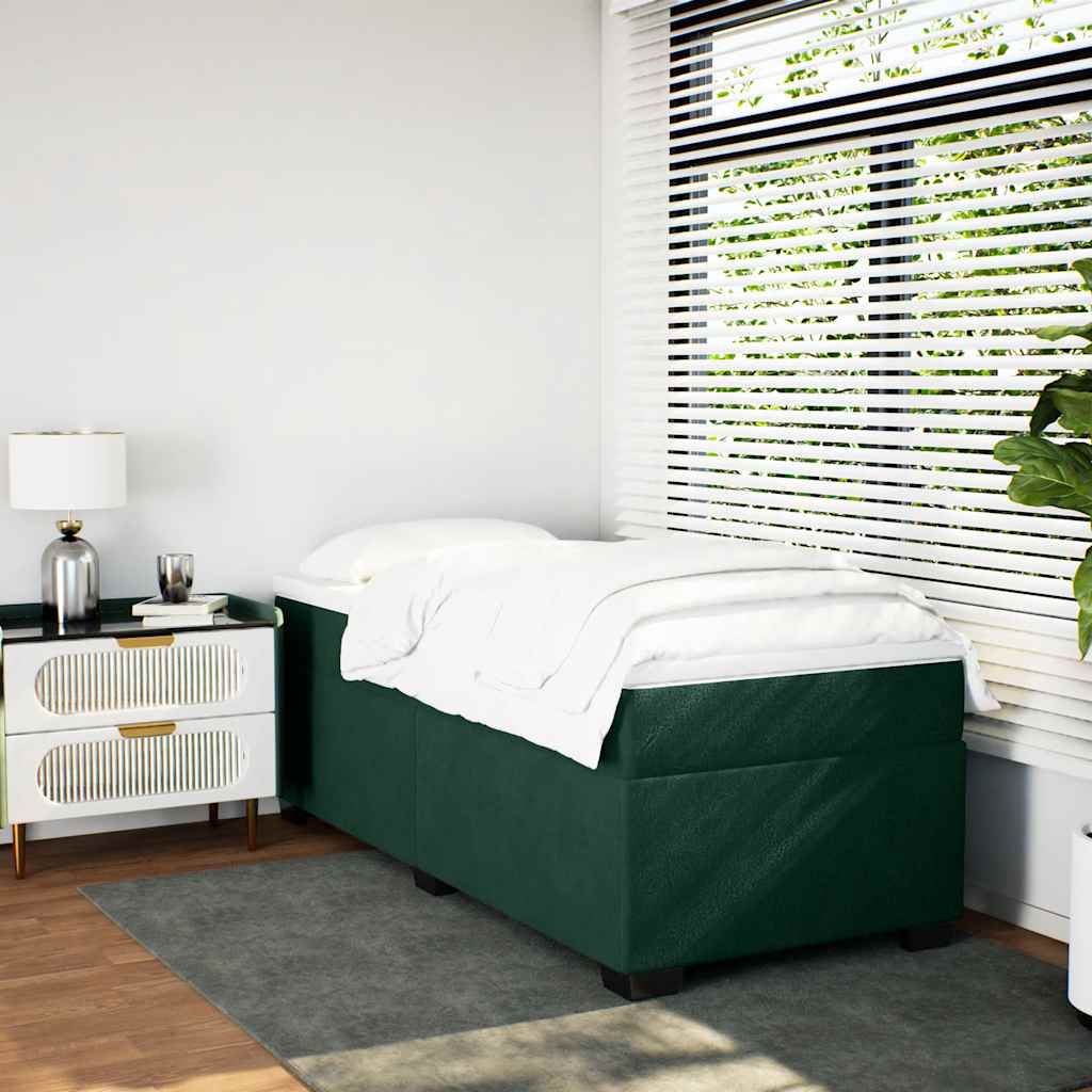 Box spring krevet s madracem tamnozeleni 80 x 200 cm baršunasti