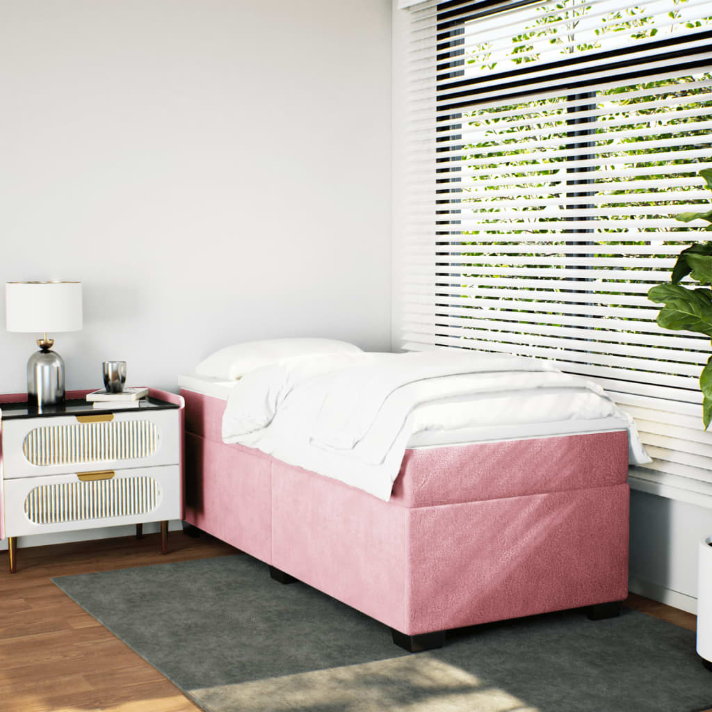 Box spring krevet s madracem ružičasti 90x190 cm baršunasti