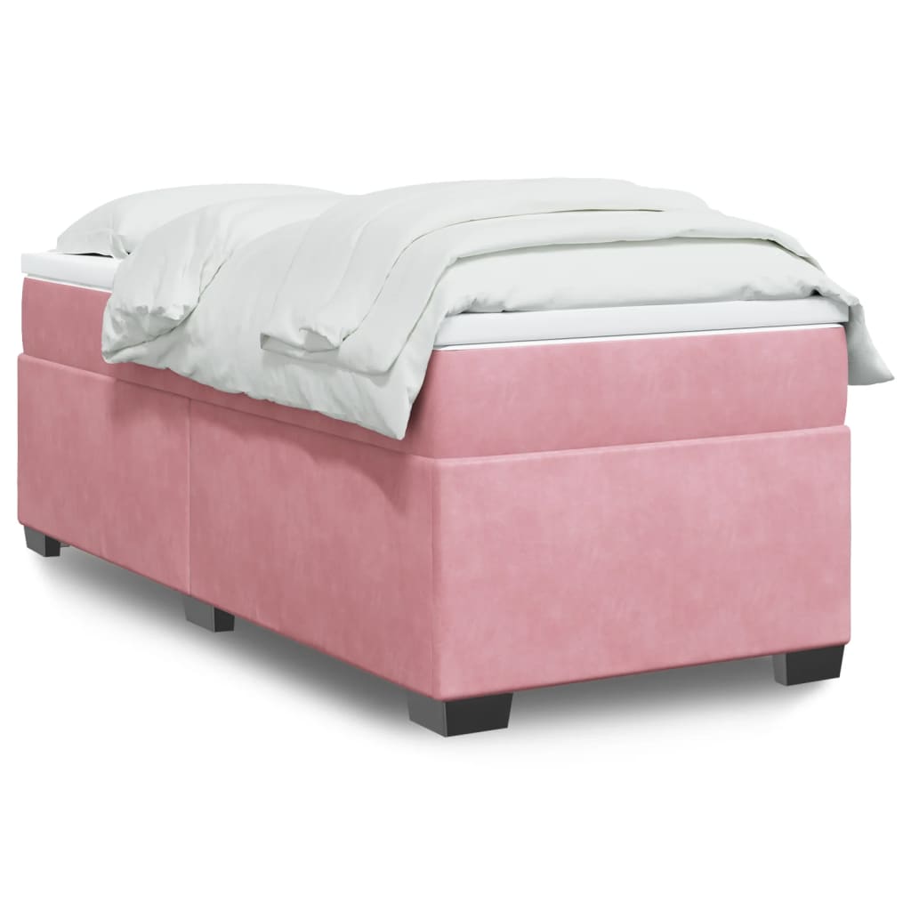 Box spring krevet s madracem ružičasti 90x190 cm baršunasti